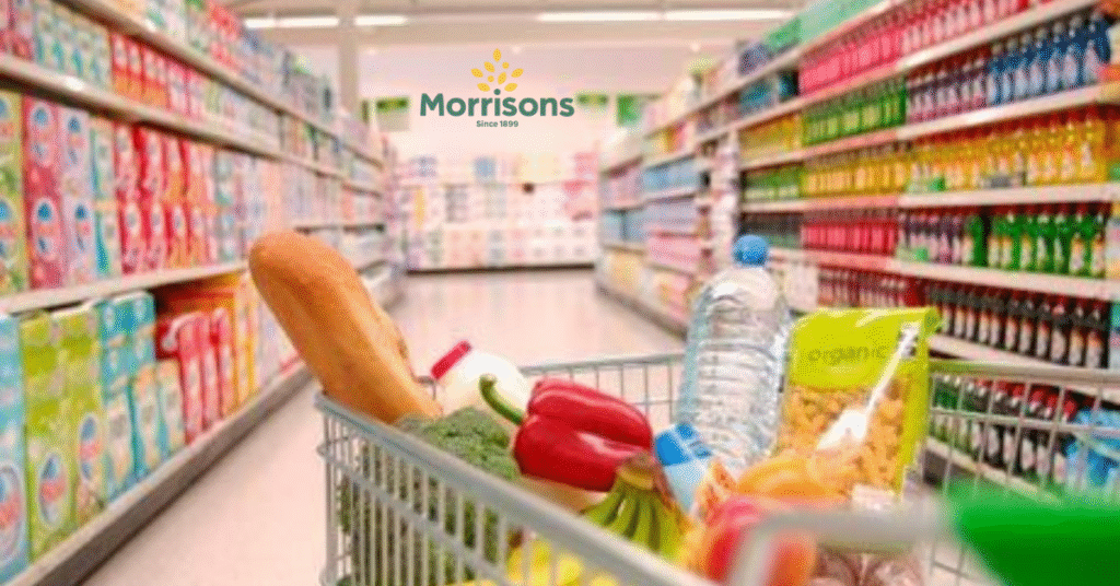 Healthy grocery staples at Morrisons including fresh produce and whole grains.